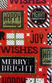 Christmas Gifts and Sentiments - Red Vinyl Flannel Back Tablecloth Various Sizes