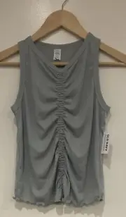 Old Navy Kid Girls UltraLite Go-Dry Ruched Cropped Tank Top Silver Sage XL 14-16