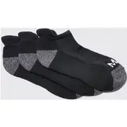 Mens Black Man Active Cushioned Training Trainer 3 Pack Socks
