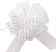 5-Pack Large White Organza Pull Bows – 6-Inch Gift Wrapping Ribbon