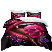 Cool Art Black Deadly Sweet Lips and Lollipop Skull Quilt Cover