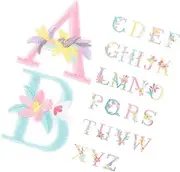 [COHEALI] 26pcs Iron Letter Patches Embroidered Floral DIY Patches for Clothes Backpacks and Accessories Multi Use Design with Hot Melt Glue Backing