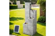 Gardeon Solar Fountain Water Feature Outdoor Indoor 4-Tier Square Cascading Beige