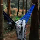 (Blue)Outdoor Hammock 250 Lbs Load Capacity Portable Hanging Swing Chair ZMS