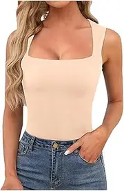 [Generic] Womens Tank Tops Spaghetti Strap Scoop Neck Ribbed Camisole Lightweight Stretch Slim Fit Workout Sleeveless T Shirts