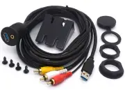 3.5mm 3 RCA USB Extension Cable Flush Mount Set Aux Car Dashboard Audio Video