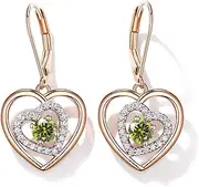 JD&P Rose Gold/Silver Heart Dangle Drop Earrings Set for Women Girls, 18K Gold Plated Cubic Zirconia Birthstone Earrings Jewelry Gifts for Mom Grandma Wife, Christmas Birthday Gifts Ideas for Her