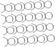 Toyvian 100pcs Stainless Steel Double Hose Clamps Leak Spring Clips for Irrigation Durable and Design for Garden Hose Inner Practical