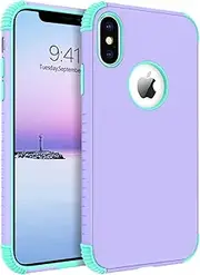 BENTOBEN iPhone Xs Max Case, Phone Case iPhone Xs MAX, Heavy Duty 2 in 1 Full Body Rugged Shockproof Protection Hybrid Hard PC Bumper Drop Protective Girls Women Boys iPhone XsMax Covers, Purple/Mint