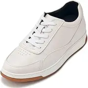 [CALTO] Men's Invisible Height Increasing Elevator Shoes - Premium Leather Lace-up Fashion Sneakers - 2.6 Inches Taller