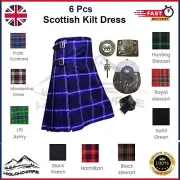 Scottish 5 Yards Highland Kilts Galician Tartan Acrylic Kilt Welsh Dragon Buckle