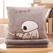 Pillow and Quilt Dual-use Two-in-one Cartoon Hand Warmer Office Room Pillow Doll Pillow Coral Fleece Blanket Pillow
