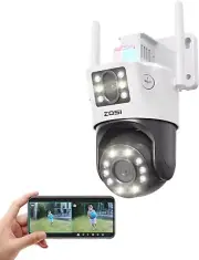 ZOSI C298 Max 4K 8MP Dual-Lens(2x4MP) Wired WiFi PTZ Plug-in Security Camera 8x