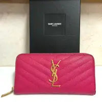 在飛比找蝦皮購物優惠-YSL SAINT LAURENT 長夾 桃紅色 聖羅蘭