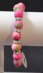 Jilzara Berry AA Czech Crystal Stretch Polymer Clay Beads Bracelet Artisan W1