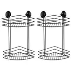 2x BoxSweden 2 Tier 38.5cm Bathroom Wall Suction Rack Shower Caddy Shelf Holder