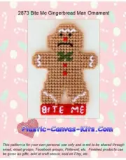 Bite Me Gingerbread Man Ornament- Plastic Canvas Pattern or Kit