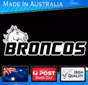 Bronco Decal-Brisbane White. Custom Design NRL Rugby 220mm wide
