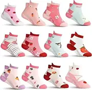 [SKIBEAUT] Toddler Ankle Socks Non Slip 12 Pairs Kids Low Cut Cute Grips Socks with Gripper for Boys Girls for 1-7 Years Child
