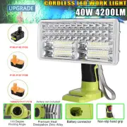 40W 4200LM Cordless LED Work Light for Ryobi 18V ONE+ Li-ion NiCd NiMh Battery