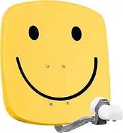 TechniSat DIGIDISH 45 Satellite Dish for 2 Participants (45 cm Small Satellite System - Includes Wall Mount, On-Pipe Fitting for Mounting on a Mast (30-63 mm) and Universal Twin-LNB Smiley Yellow