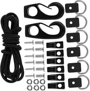 TOKIDNY 1 Set Kayak Bungee Cord Kit Dock Cord with Hooks Fixing Buckle for Paddle Yacht Tie Rope Boat Dock Rope Elastic Sailing Cord Paddle Fixed Buckle Marine Elastic Rope Black ，，