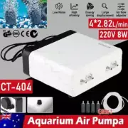 Silent Air Pump Large Aquarium Fish Tank Pump Hydroponic Oxygen 4 Outlet 8W Pump