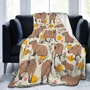Yossyaog Capybaras Blanket Capybara Gift Party Decorations Plush Blanket for Bedroom Couch Sofa Kids Adults All Seasons, 50"x60"