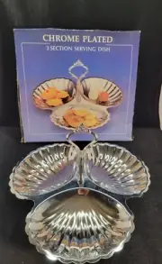 Chrome plated 3 Section Serving Dish With Box