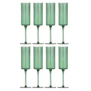 2x 4pc Ladelle Flynn Champagne/Flute Glass Stemware Drinkware 24.5x5cm Green