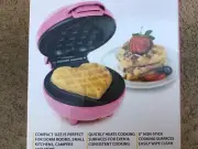 NEW SEALED Nostalgia Mini Heart Waffle Maker Non-stick 5in RED or PINK