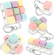5Pcs Adult Keyboard Clicker Toy, Mechanical Keyboard Keychain Toy, Funny Cube Key Button for Adults Present