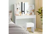 Advwin Dressing Table Stool Set 10 LED Bulbs Vanity Desk White