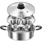 Egg Poacher Stainless Steel Poached Egg Maker Pot Egg Poaching Pan with 4 Cups