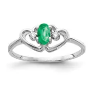 Solid 14k White Gold 5x3mm Oval Simulated Emerald AAA CZ Ring