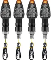 4 Pieces Motorcycle Turn Signal Lights Indicators Flowing 14 LED 12V Motorbike LED Blinker Amber Lamp Mini Stalk Arrow Front Rear Lights