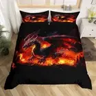 Dragon Bedding Set Fire Dragon Duvet Cover Twin Size for Kids Boys Girls Teens