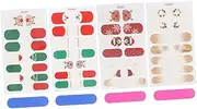 Beatifufu Nail Wraps Strips 4 Sheets of Christmas Nail Stickers Snowflake Snowman Nail Art Sticker Paste for Women