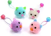 Happyyami 5pcs Plush Cat Molar Adorable Mouse Head Design with Bell Sound Interactive Chew and Play Props for Cats Random Color for Fun and Engagement
