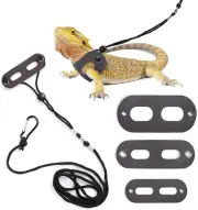 Bearded Dragon Harness and Leash Adjustable(S,M,L, 3 Pack) - Soft Leather Reptil