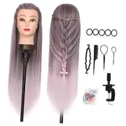 Mannequin Head 28" Long Synthetic Fiber Hair Styling Training Gradient powder