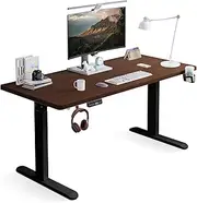 iXTRA Electric Standing Desk 120 x 60cm Height Adjustable Sit Stand up Home Office Desk with Whole Piece Desktop Computer Desk with Cable Management Tray（Walnut Desktop + Black Frame）