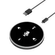 Conference Computer Speaker and Microphone, USB Plug and Play Laptop Omnidirectional Condenser Mic for Video Conference Recording Skype Online(Black)