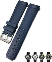 [EKSIL] 22mm Fluorine Rubber Watch Strap Soft Black Blue Watch Bands for IWC AQUATIMER FAMILY for Men Bracelet