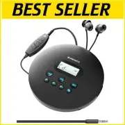 Compact Bluetooth CD Walkman with Ergonomic Controls & 12-Hr Battery Life