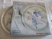 CAKE PLATE*NIB*WITH SERVER*FREESIA*2 PIECE SET*A GARDEN CLASSIC COLLECTION*RARE