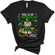 [Generic] This is My St. Patrick's Day Pajama Shirt, Cute Scottish Fold Leprechaun, Pot of Gold Shamrock Unisex T-Shirt