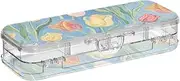 Yoogain Art Oil Painting Blue flower Flower Clear Plastic Pencil Box Double Deck Pens Cases For Kids With Snap Lid