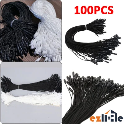 100x Hang String Lock Clothing Tag Strings Ties Twine Bullet Head Price Tags