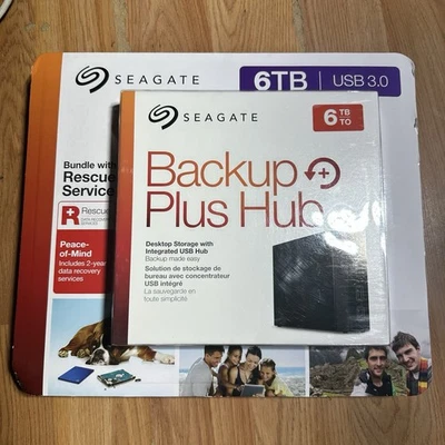 NEW Seagate Backup Plus Hub Desktop External Storage 6TB w/USB Hub STEL6000600